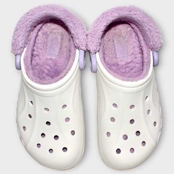 Crocs Unisex Baya lined fuzz strap clog white/lavender US Women's 8/Men's 6 - Picture 8 of 11